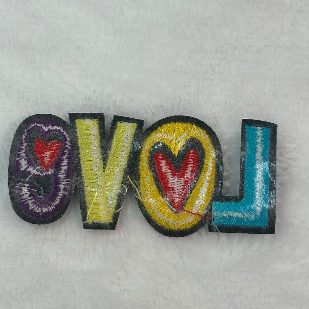 LOVE Embroidered Patch Multi New Iron On Heart Applique - Picture 3 of 4